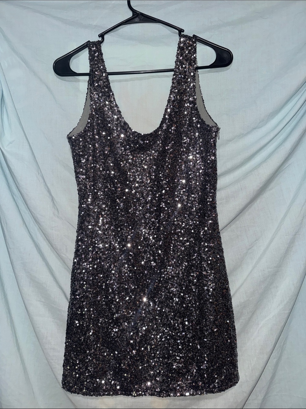 Dark Gray Sequin Cocktail Dress